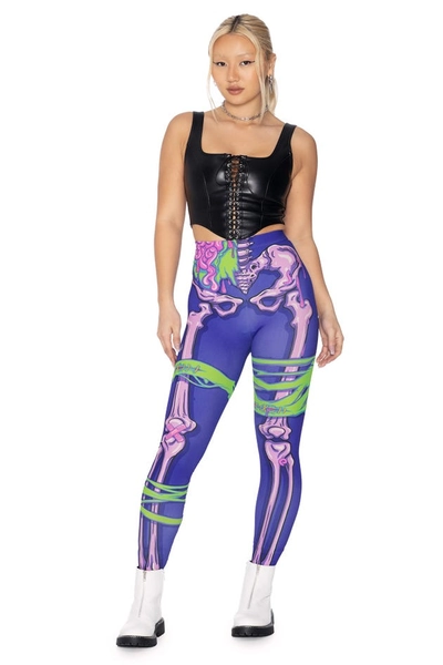 Electro-Necrosis High Waisted Matte Finish Leggings - 14 Day Unlimited