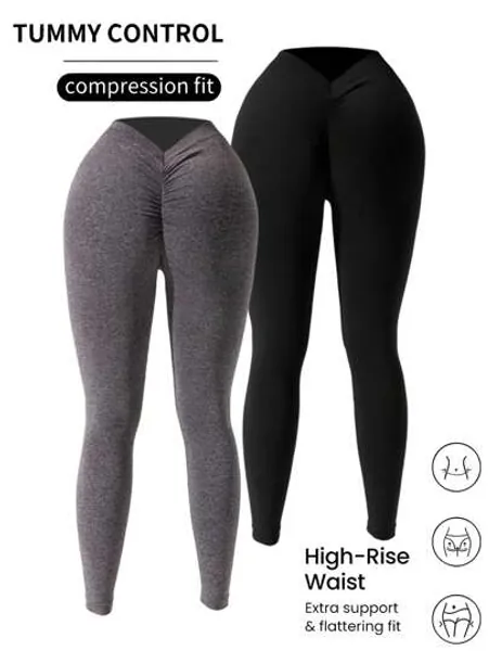 SHEIN Yoga Trendy Leggings Sportivi A Compressione Senza Cuciture Per Donna
