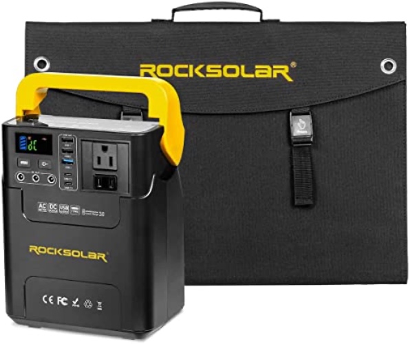 ROCKSOLAR Power Station with Solar Panel - RS328L 100W - 133Wh Portable Power Generator and 60Watt 12V Foldable Solar Panel with Multiple AC/12V DC/USB/USB C Outlets for Backup Power, Outdoor Camping - Power Station and 60W Solar Panel