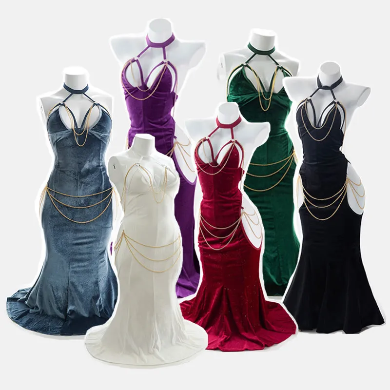 Sexy Halter Hollow Out Backless Chain Fishtail Lingerie Dress⁠