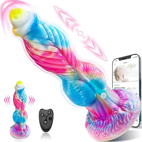 Thrusting Dildo Vibrator Sex Toys - 10.2" 4IN1 Thick Dildo Anal Toys, U G-spot Huge Dildo Upgraded App Remote Control Dildos Multi-Modes, Horse Dildo Dragon Dildo Adult Sex Toys & Games, BluePink - Blue Pink