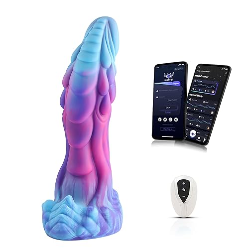 Vibrating Dildo, Wildolo APP/Remote/Key 3 in 1 Control Vibrator Dildo, Flexible Anal Dildo with 10 Vibration Modes & Wireless APP Control, Rechargeable Adult Sex Toy for Couple and Women - Blue & Purple - M