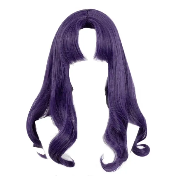 Peluca Cosplay Anime,Peluca Neon Genesis Evangelion Misato Katsuragi,Long Curly Purple Peluca Cosplay,con Red de Peluca Gratis,Halloween Hair,para Cosplay de Fiesta diari