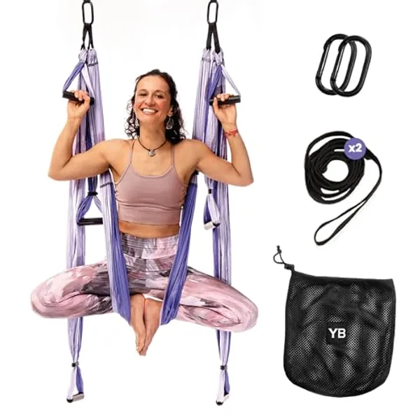 Yoga Trapeze Swing Set for Home & Outdoor | Easy Setup for Strength, Balance & Back Pain Relief | Adjustable Straps & 600lb Capacity, Includes Carrying Bag & Online Tutorials