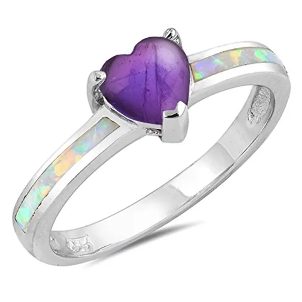 CHOOSE YOUR COLOR Sterling Silver Heart Promise Ring