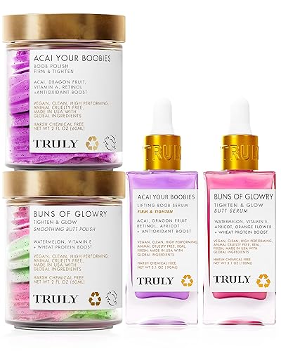 Truly Beauty "Ultimate Buns and Boobies" bundle - Firming butt enhancement cream serum, Breast Enhancement Cream serum - Butt Enhancer - helps reduce loose skin with Anti aging retinol - Ultimate Buns & Boobies Bundle