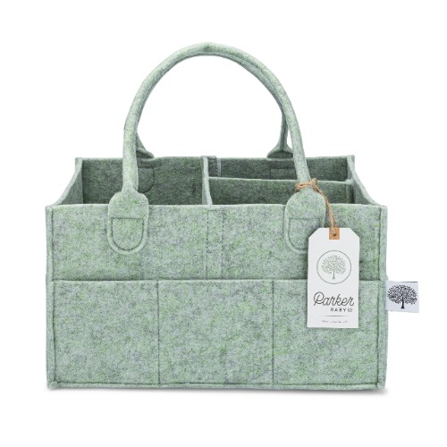 Parker Baby Diaper Caddy - Nursery Storage Bin and Car Organizer for Diapers and Baby Wipes - Sage Green, Regular - Regular - Sage