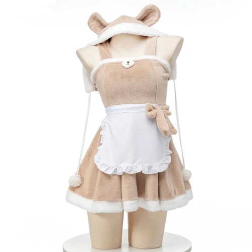 Teddy Maid Fuzzy Hooded Cosplay Dress | Default Title