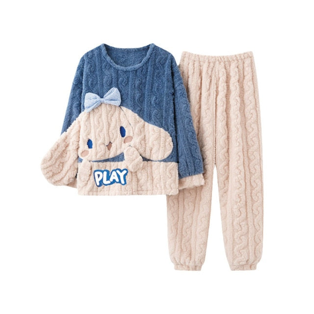Thick Knit Kawaii Pajama Sets | Cinnamoroll Girl / M