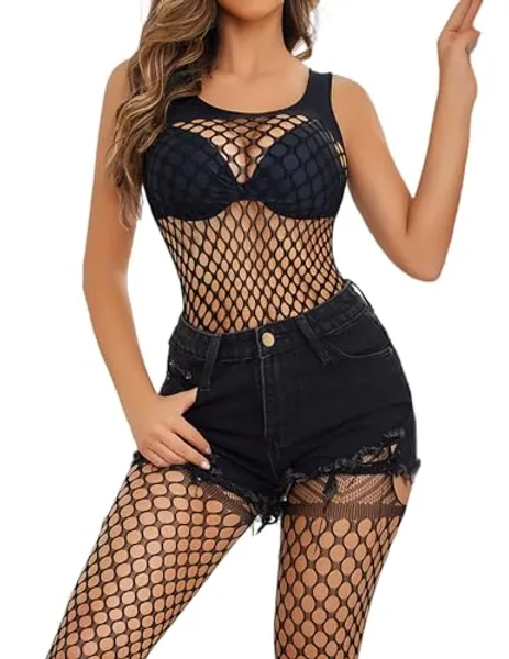 Avidlove Lingerie for Women One Piece Fishnet Bodysuit Stockings Sleepwear Elasticity Jumpsuit