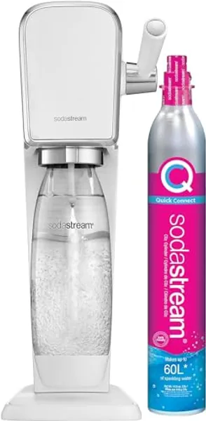 SodaStream Art Sparkling Water Maker With CO2 Cylinder And 1L Dishwasher Safe Bottle, White
