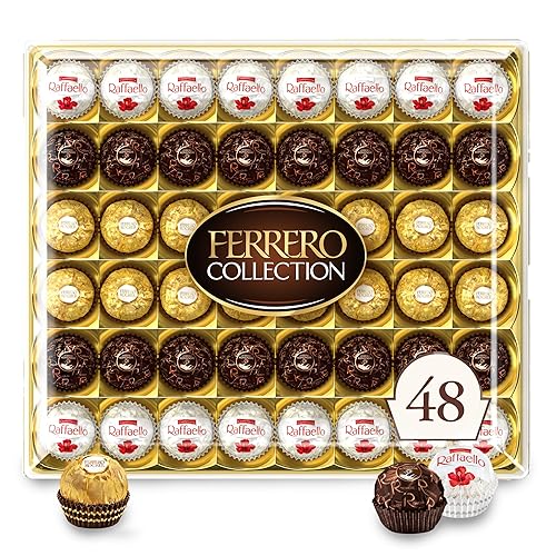 Ferrero Rocher, 48 Count, Premium Gourmet Assorted Hazelnut Milk Chocolate, Dark Chocolate and Coconut Chocolates, Chocolate Gift Box, 18.2 oz