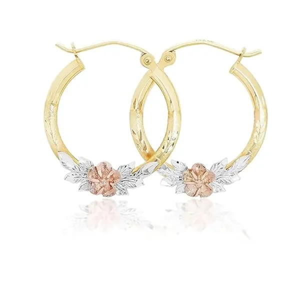 Real Yellow14k Gold Hoop Earrings for Women's Girls Mom| Lightweight Hoops Solid Jewelry for Hypoallergenic &amp; sensitive ears Round Original 14 Karat for Christmas Gifts (Real Tricolor Gold(20mm))