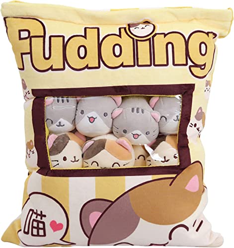 Cute Snack Pillow Stuffed Animal Toys Pudding Decorative Removable Kitty Cat Dolls Creative Toy Gifts for Teens Girls Kids - Height：35-40CM - A1
