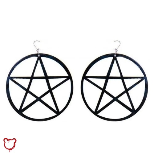 Large Black Pentagram Earrings