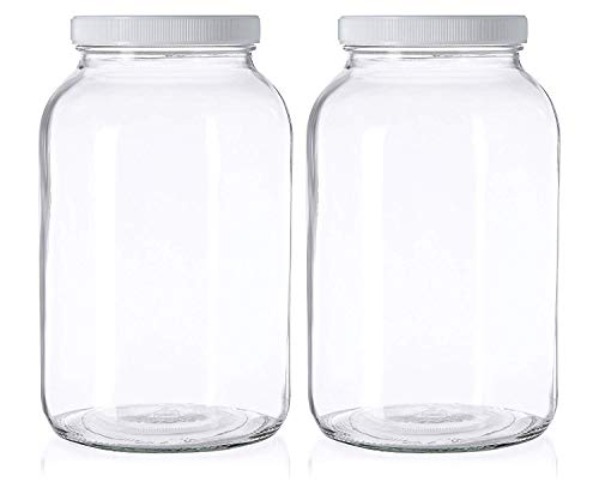kitchentoolz 1 Gallon Extra Large Glass Mason Jar - Wide Mouth with Airtight Lid - Safe Container for Fermenting, Pickling, and Storing - 2