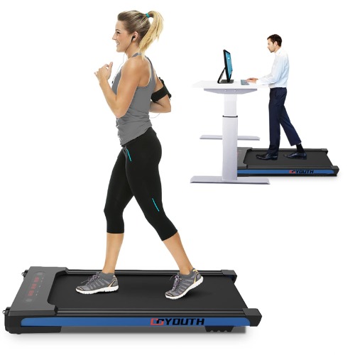 GOYOUTH 2 in 1 Under Desk Electric Treadmill Motorized Exercise Machine with Wireless Speaker, Remote Control and LED Display, Walking Jogging Machine for Home/Office Use