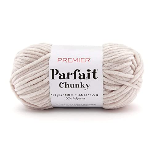 Premier Parfait Chunky Yarn, Super Bulky Yarn, Ideal Yarn for Knitting and Crocheting, Chenille Yarn, Mushroom, 3.5 oz, 131 Yards - 1150-41 Mushroom