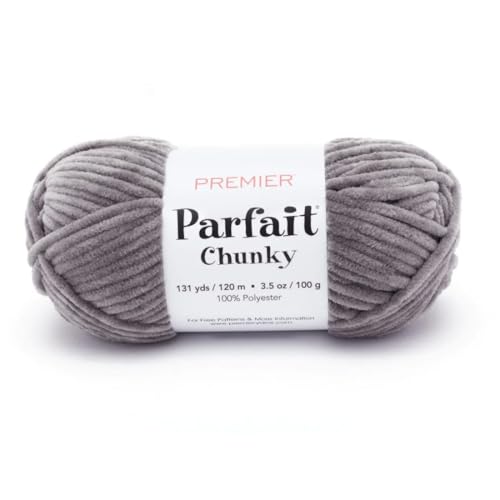 Premier Parfait Chunky Yarn, Super Bulky Yarn, Ideal Yarn for Knitting and Crocheting, Chenille Yarn, Seal, 3.5 oz, 131 Yards - 1150-19 Seal