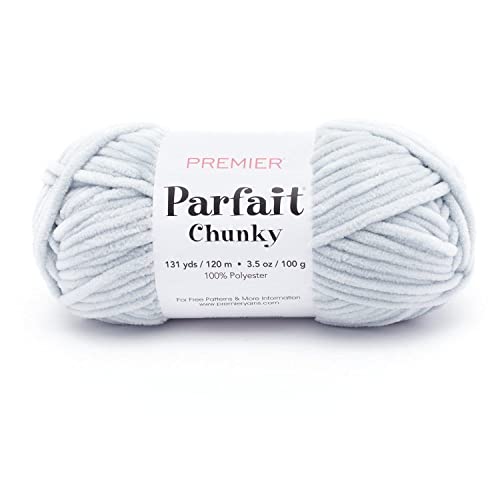 Premier Parfait Chunky Yarn, Super Bulky Yarn, Ideal Yarn for Knitting and Crocheting, Chenille Yarn, Pale Gray, 3.5 oz, 131 Yards - 1150-24 Pale Gray