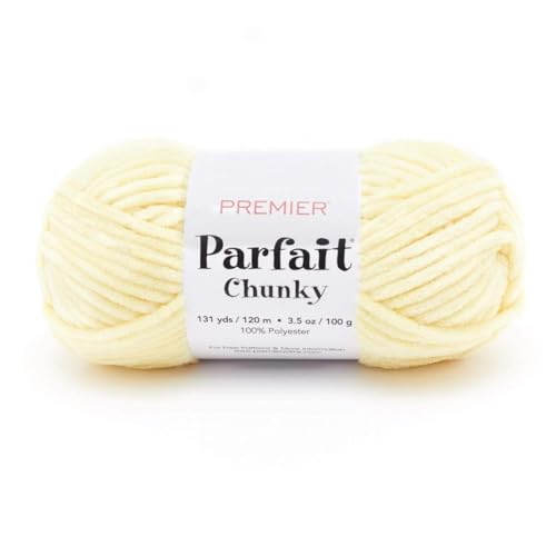 Premier Parfait Chunky Yarn, Super Bulky Yarn, Ideal Yarn for Knitting and Crocheting, Chenille Yarn, Yellow, 3.5 oz, 131 Yards - 1150-02 Yellow