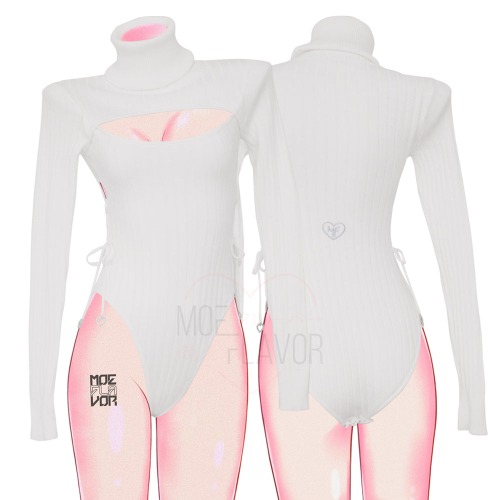 Winter Fox Sweater Bodysuit - White / 2XL/3XL