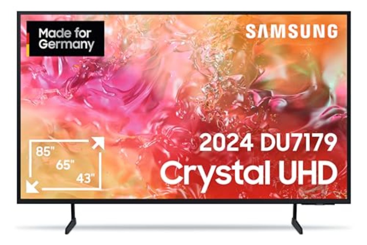 Samsung Crystal UHD 4K DU7179 Fernseher 55 Zoll, Samsung TV mit PurColor, 4K Upscaling, Crystal Prozessor 4K, Smart TV, GU55DU7179UXZG, Deutsches Modell [2024] - Schwarz - 55 Zoll - Modell 2024