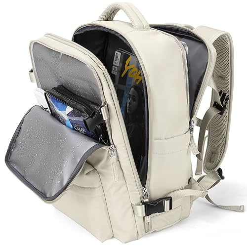 WONHOX Large Travel Backpack Carry on Flight Approved Laptop Work Business Backpack for Women Men Mochila de Viaje - A2-beige - Large