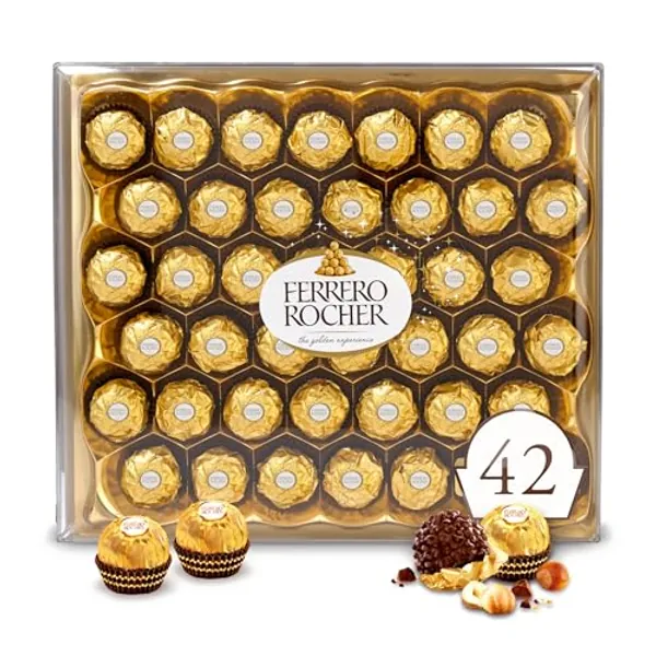 Ferrero Rocher, 42 Count, Premium Milk Chocolate Hazelnut, Chocolates for Gifting, 18.5 oz