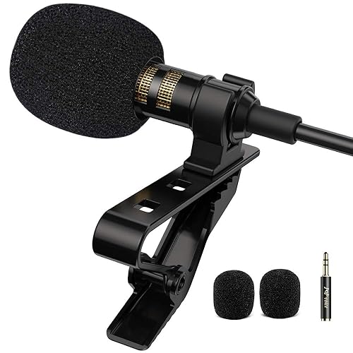 PoP voice Professional Lavalier Lapel Microphone Omnidirectional Condenser Mic for iPhone Android Smartphone,Recording Mic for Youtube,Interview,Video - 6.5FT