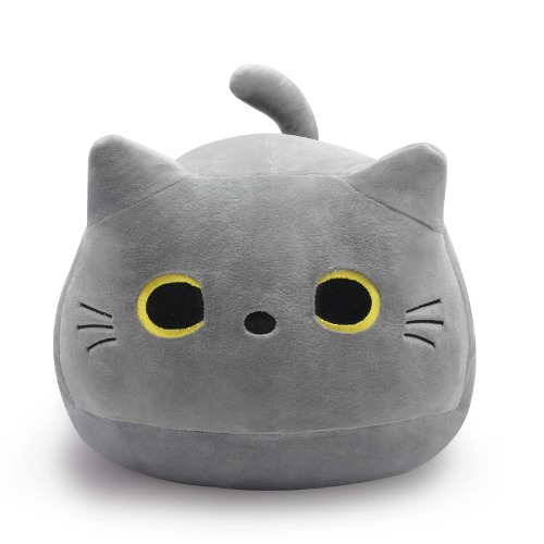 Gray Cat Plush Toy Pillow, 12'' Soft Plush Doll Cat Plushie Cat Pillow, Stuffed Animal Cat Plush for Kids, Baby Plush Toys Cat Shape Design Sofa Pillow Decoration Doll (Gray) - Gray