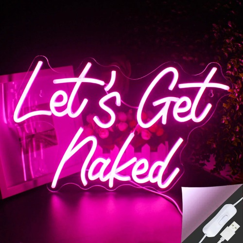 Let's Get Naked LED Bedroom Sign - Pink