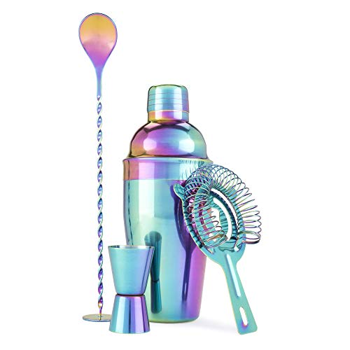 Blush Cocktail Shaker Set - Mixed Drink Shaker Kit Includes Jigger, Muddler Bar Spoon, and Strainer, Bar essentials Cocktail Kit Set - Mirage Barware Set