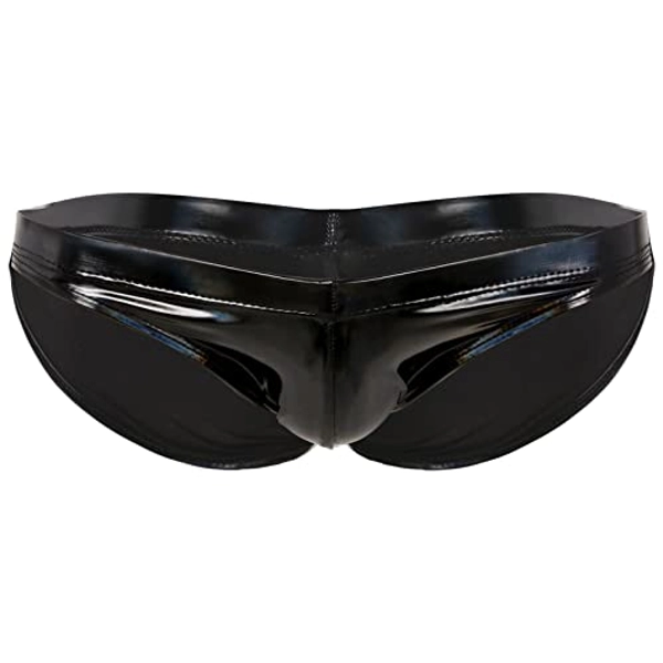 Moily Men's Glossy Wetlook Stretch Jockstrap Bulge Pouch Cheeky Shorts Ruched Briefs Underwear