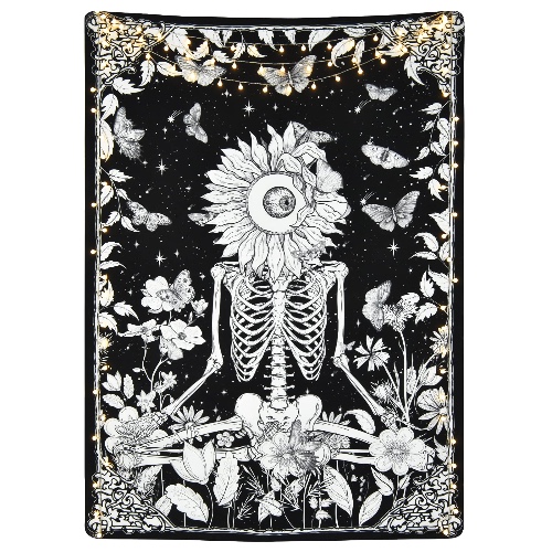 skeleton flower tapestry
