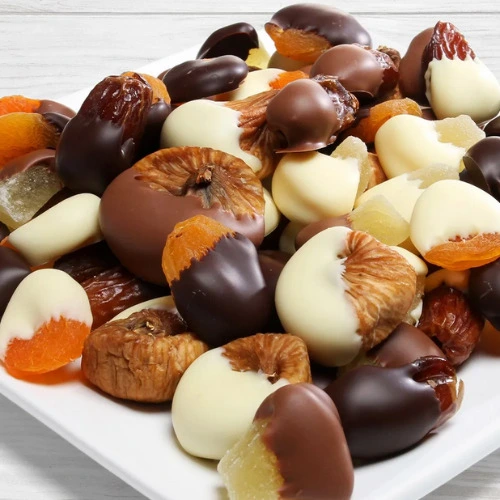 chocolate-coated dried fruits