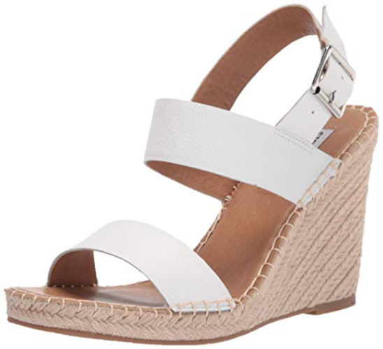 Steve Madden Women's Uri Wedge Sandal - 8.5 - White Leather