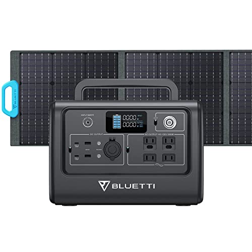 BLUETTI Solar Generator EB70S with PV200 Solar Panel Included, 716Wh Portable Power Station w/ 4 120V/800W AC Outlets, LiFePO4 Battery Pack for Outdoor Camping, Road Trip, Emergency - BLUETTI EB70S+200W Solar Panel