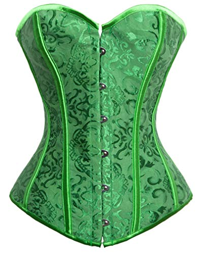 Kimring Women's Vintage Palace Jacquard Body Shaper Strapless Overbust Corset - Medium - Green