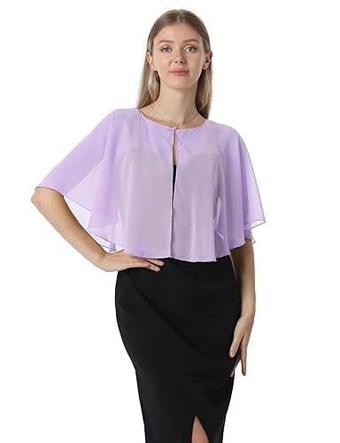 Chiffon Capelet Soft capes Shawls and Wraps for Evening Dress Wedding Cape 1920s shawl accessories for women flapper Cover Up - Lilac