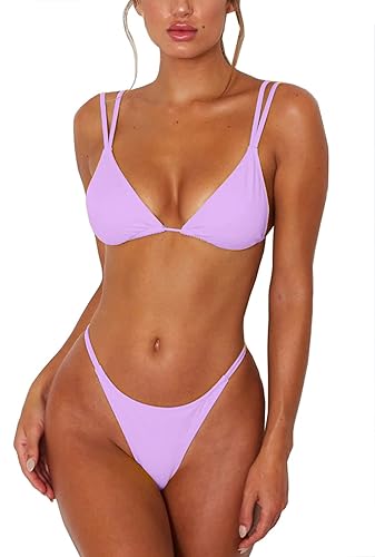  Cute Swimsuit Triangle Bathing - Light Purple - Small