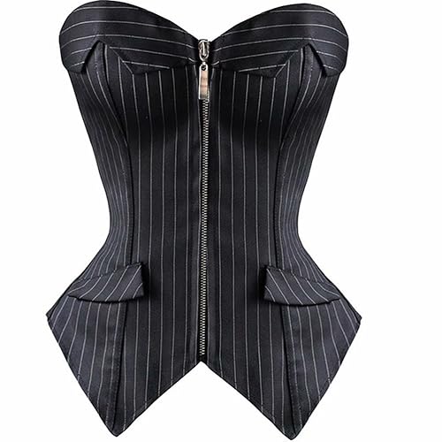 Corset Top Bustier Lingerie for Women Zipper Front Flower Sexy Burlesque Vintage - Small - 5802 Black