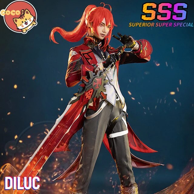 Cocos-sss Game Genshin Impact Diluc New Outfits Red Dead Of Night Cosplay Costume Genshin Impact Diluc Cosplay Red Dead Costume - Cosplay Costumes - AliExpress