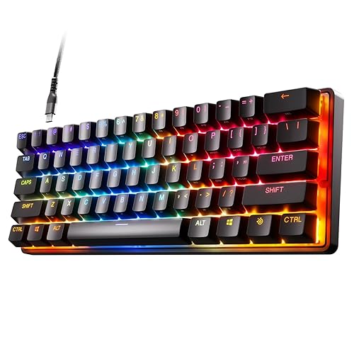 SteelSeries Apex Pro Mini HyperMagnetic Gaming-Tastatur – Die weltweit schnellste Tastatur – Anpassbares Ansprechverhalten – 60%-Formfaktor – RGB – PBT-Keycaps – USB-C – Deutsches Tastatur QWERTZ - Verdrahtet - Deutsches Tastatur (QWERTZ)