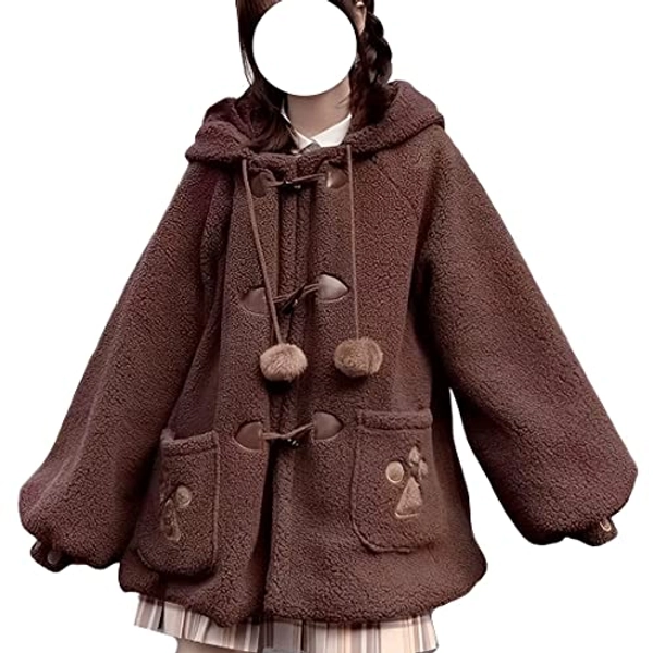 ZLMuMulin Harajuku Pastel Goth Kawaii Fashion Warm Soft Fuzzy Fleece Cartoon Animal Paw Hooded Coat with Cute Ears