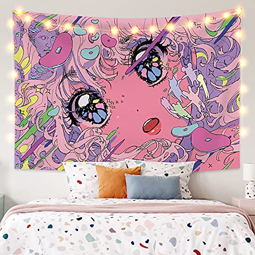 SUFUZEGA Japanese Anime Girl Tapestry Kawaii aestheticism 3D Printing Art Anime Wall Hanging, for Living Room Bedroom Dorm Decor (80L×60W, R01) - 60.00" x 80.00" - R01