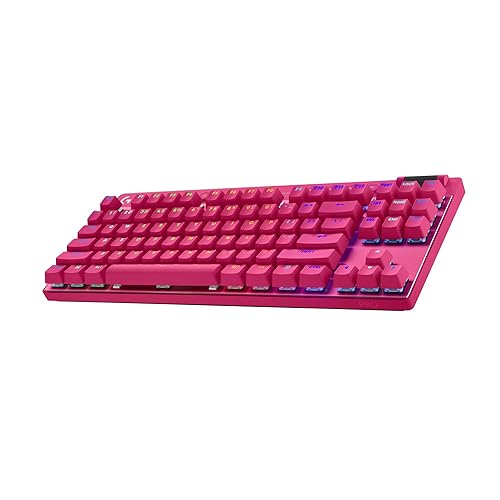 Logitech G PRO X TKL Lightspeed Wireless Gaming Keyboard, Ultra-Portable Tenkeyless Design, LIGHTSYNC RGB, PBT keycaps, Tactile Switches (GX Brown) - Magenta - Magenta - TKL - Wireless - Tactile - Generation 2