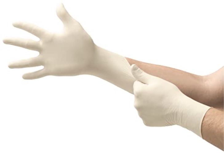 Ansell TouchNTuff 69-318 Disposable Latex Gloves with Textured Fingertips, Powder-Free and Food Certified, Multipurpose Professional Gloves, Industrial Safety, White, Size S (100 Gloves) - Thin (0.12mm) - Single - 7 (S)