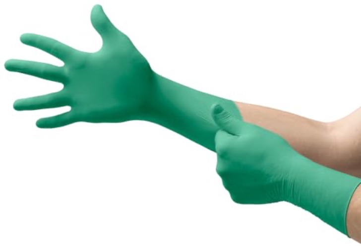 Ansell TouchNTuff 92-605 Disposable Nitrile Gloves, Powder-Free and Food Certified, High Chemical Resistance and Mechanical Protection, Professional Safety Gloves, Green, Size S (100 Gloves) - Green - 7 (S) - Extended Cuff (30cm)