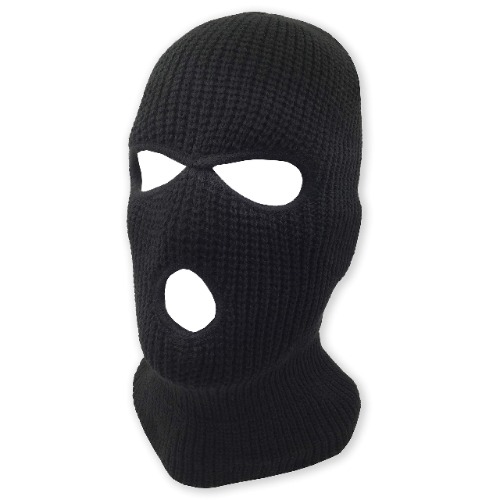 3 Hole Knitted Full Face Ski Mask Winter Balaclava Face Cover for Outdoor Sports / Black